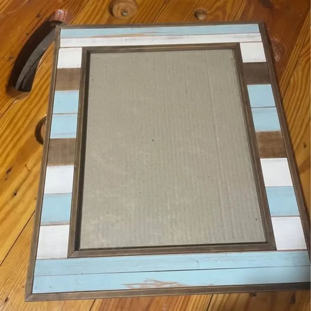 Rustic Wood Picture Frame Blue White Gray Brown Distressed Coastal Decor 18x15